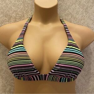 Striped Multicolor Halter Bikini Top
